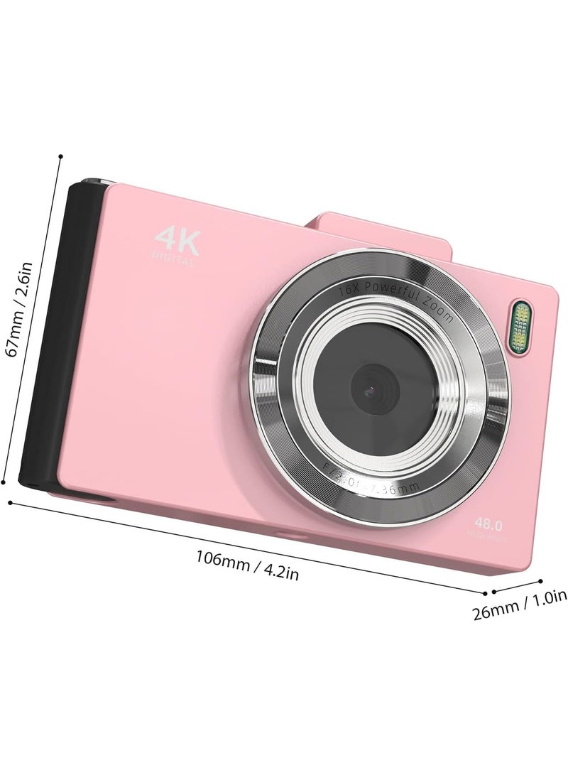 AIWANTO 4K Digital Camera for Teens & Students – 48MP Portable Camcorder with 2.8" IPS Screen, Image Stabilization, 16x Zoom, Autofocus, Flash, Includes Strap, Charging Cable & 32GB SD - Image 2