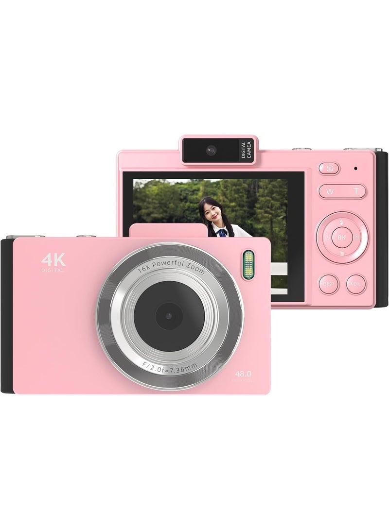 AIWANTO 4K Digital Camera for Teens & Students – 48MP Portable Camcorder with 2.8" IPS Screen, Image Stabilization, 16x Zoom, Autofocus, Flash, Includes Strap, Charging Cable & 32GB SD - Image 1