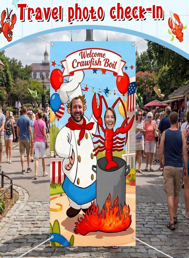 Baquler Crawfish Boil Party Photo Prop 6 x 3.6 ft Crawfish Party Decoration Supplies Lobster Theme Selfie Backdrop Props for Lobster Crab Family Housewarming Birthday Decorations - Image 4