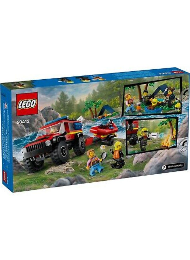 LEGO 60412 4X4 Fire Truck With Rescue Boat Building Set  - Image 2