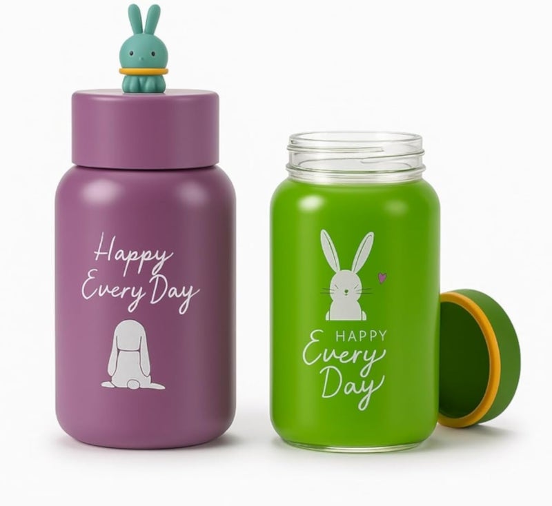 Ek-94 Colored Glass Thermal Water Bottle with Protective Sleeve