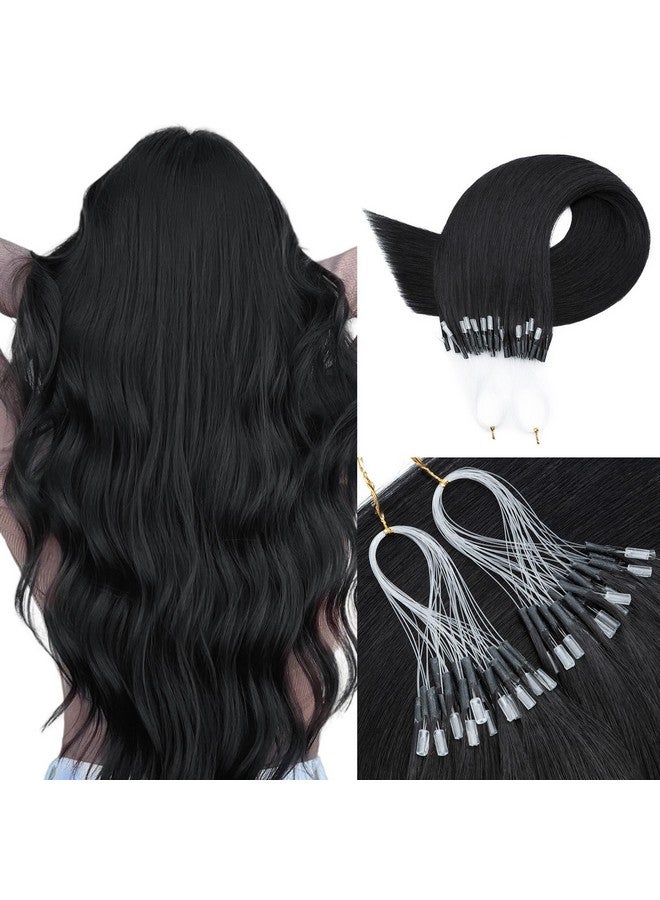 S-noilite Micro Link U Tip Hair Extensions Human Hair Jet Black K Tips Hair Extensions Human Hair Keratin U Tip Hair Extensions Straight 16 Inch 50 Strands 50g - Image 1