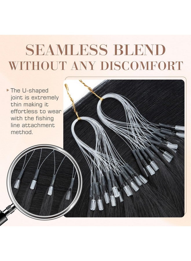 S-noilite Micro Link U Tip Hair Extensions Human Hair Jet Black K Tips Hair Extensions Human Hair Keratin U Tip Hair Extensions Straight 16 Inch 50 Strands 50g - Image 5
