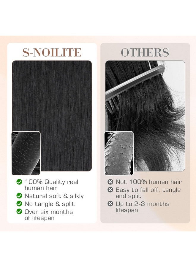 S-noilite Micro Link U Tip Hair Extensions Human Hair Jet Black K Tips Hair Extensions Human Hair Keratin U Tip Hair Extensions Straight 16 Inch 50 Strands 50g - Image 4