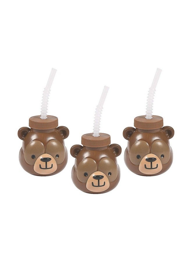 فن إكسبريس مجموعة من 8 قطع من أكواب حفلات على شكل دب الغابة مع أغطية، تتسع لـ 14 أونصة، مصنوعة من البلاستيك الخالي من مادة BPA، لوازم حفلات أعياد الميلاد، متعددة الألوان