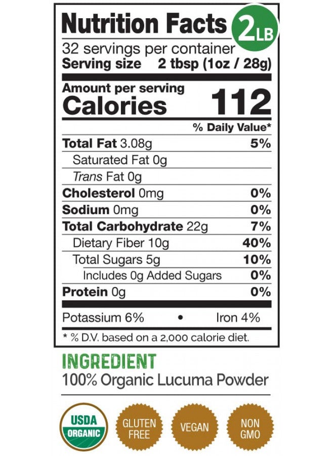 HerbaZest HerbaZest Lucuma Powder (2 LB) - USDA Certified Organic Vegan, Non-GMO & Gluten Free - Delicious, Fiber Packed & Tasty Addition to Smoothies, Desserts, Ice Cream & More  - Image 1