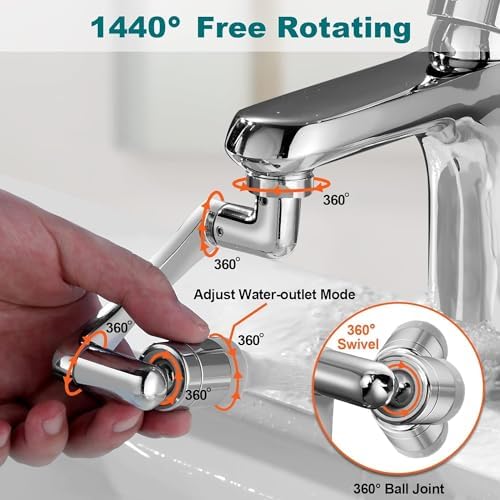 SHREE HANS CREATION 1080° Rotating Swivel Faucet Tap Extension 2 Modes Water Faucet, Adjustable Head Nozzle Adapter Splash-Proof Hose Aerator Filter Extender Sprayer for Kitchen, Bathroom, - Image 2