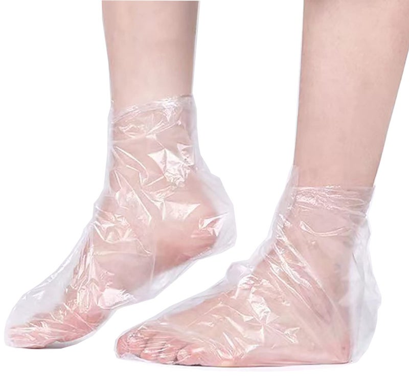 Damsale 200PCS Clear Plastic Disposable Booties, Paraffin Bath Liners for Foot Pedicure Hot Spa Wax Treatment, Larger Thicker Thermal Therapy Feet Covers Bags Plastic Socks Liners - Image 3