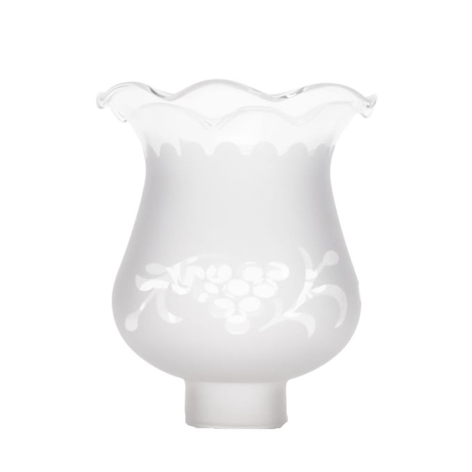 1 58 INCH FITTER COLONIAL STYLE FROSTED AND ETCHED DESIGN GLASS LAMP SHADE FOR VINTAGE AND ANTIQUE STYLE GLOBES