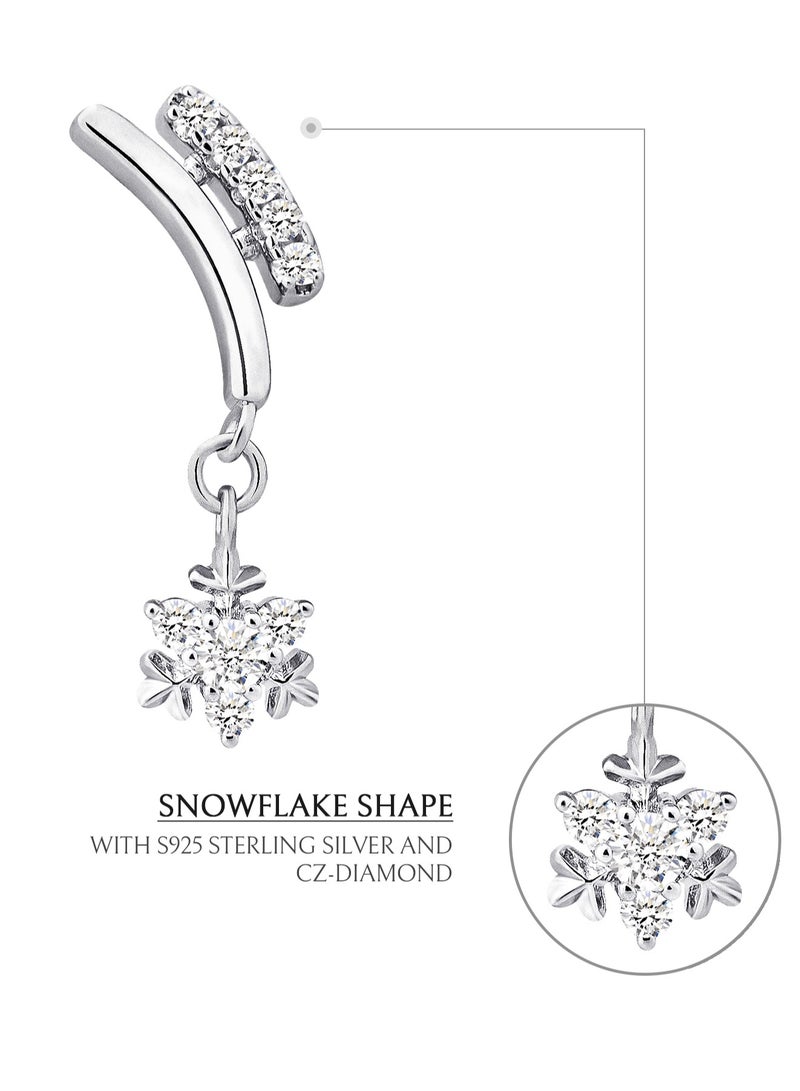 AWNL Sleigh Snowflake Drop Earrings for Women, S925 Sterling Silver with 18K White Gold Plated Gift for Wife Girlfriend - Image 4