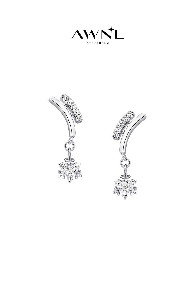 AWNL Sleigh Snowflake Drop Earrings for Women, S925 Sterling Silver with 18K White Gold Plated Gift for Wife Girlfriend - Image 1