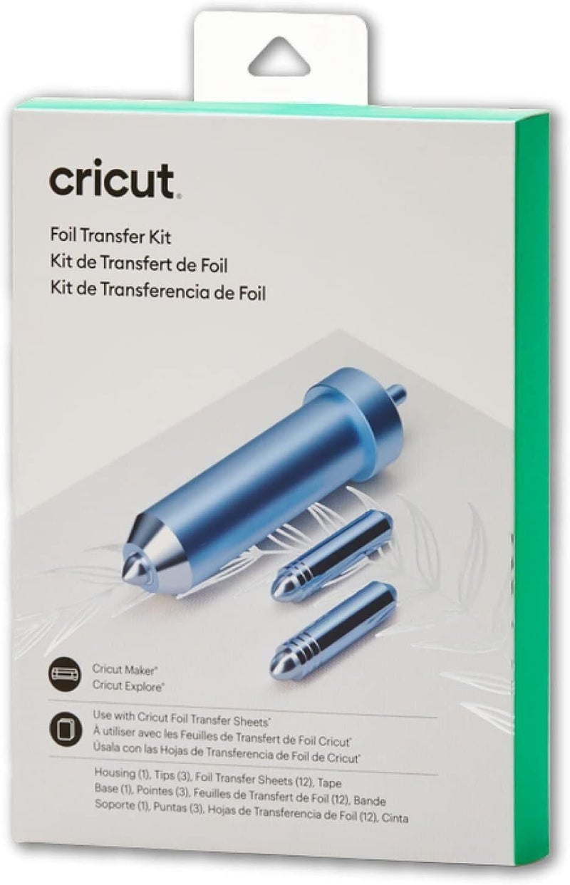 Cricut Foil Transfer Kit, Includes 12 Foil Transfer Sheets, 3 Cricut Tools in 1 with Interchangeable Tips (Fine, Medium & Bold), Tool Housing & Adhesive Tape, for Cricut Maker & Explore Machines - Image 1