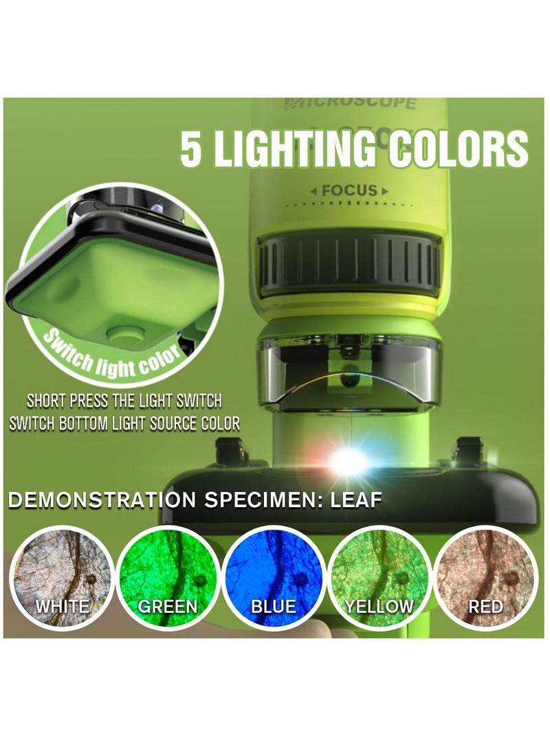 2 in 1 Microscope for Kids with Detachable Mini Pocket Microscope 50X-250X Slides Specimens & Colorful LED Light Experiments Educational Toys STEM for Kids Student Ages 8+ Boys Girl Gifts  - Image 5