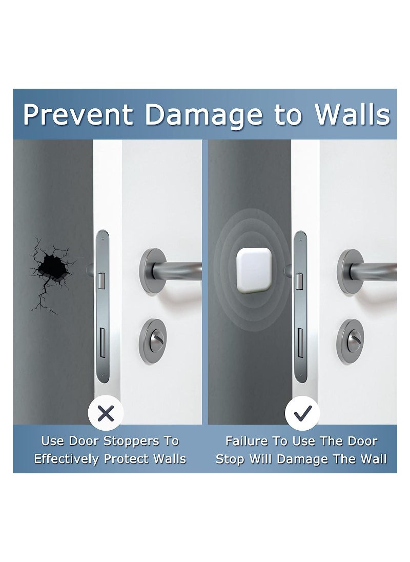 Y&D - 4 Pcs White Door Stoppers Wall Protector Buffer Guard Doorknob Handle Bumper Self Adhesive Silencer Soft Rubber Crash Pad for Home Office - Image 1