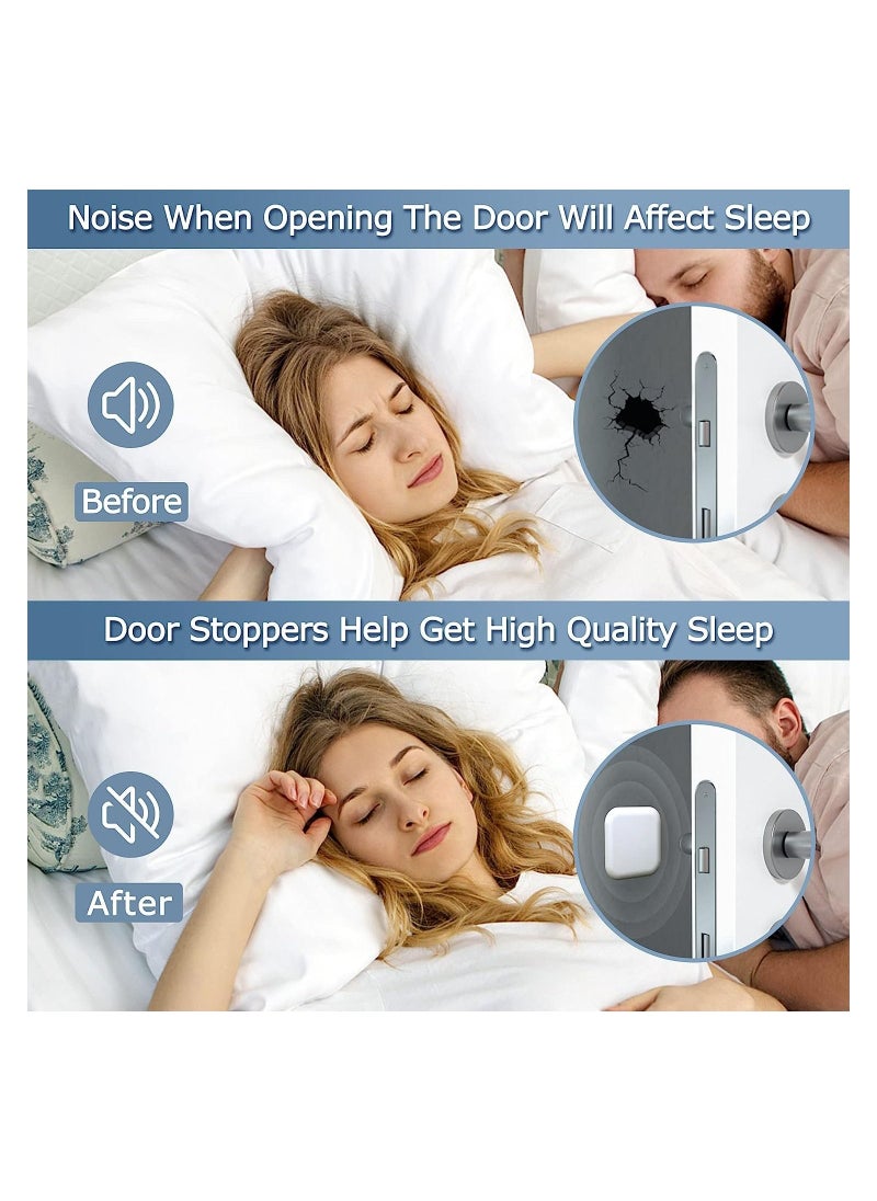 Y&D - 4 Pcs White Door Stoppers Wall Protector Buffer Guard Doorknob Handle Bumper Self Adhesive Silencer Soft Rubber Crash Pad for Home Office - Image 1