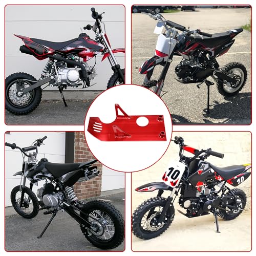 GREHUA Aluminum Pit Bike Engine Skid Plate for SSR110 SSR125 XR50 XR70 CRF50 CXR50 Coolster Apollo Lifan YX KLX GMX NSD Vitacci XPro FX Thumpstar Kymco TaoTao DB17 50cc 110cc 125cc Dirtbike Parts Red - Image 3