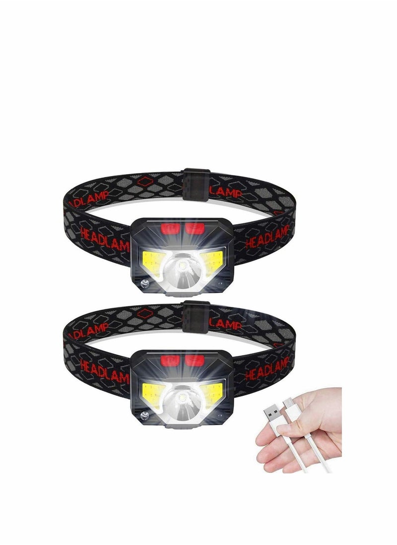 Y&D LED Head Torch, USB Rechargeable Headlamp Headlight, [2 Pack] Ultra Bright Headtorch, Lamp with IPX45 Waterproof for Running, Camping, Hiking, Climbing, Kids  - Image 1