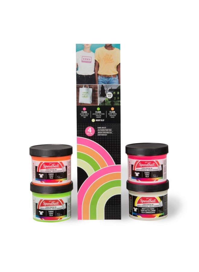 Speedball Sb45027 Glo  N Dark And Fluorescent Screen Printing Ink  4 Oz Jars  Set Of 4 - Image 1