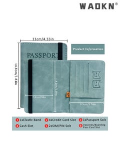 WAOKN Simple and Stylish Leather Passport Holder Sky Blue Passport Sleeve Rfid Card Chip Passport Travel Holder Cover Case Gift For Promotion Travel wallet Multi functional ID Pack  - Image 4
