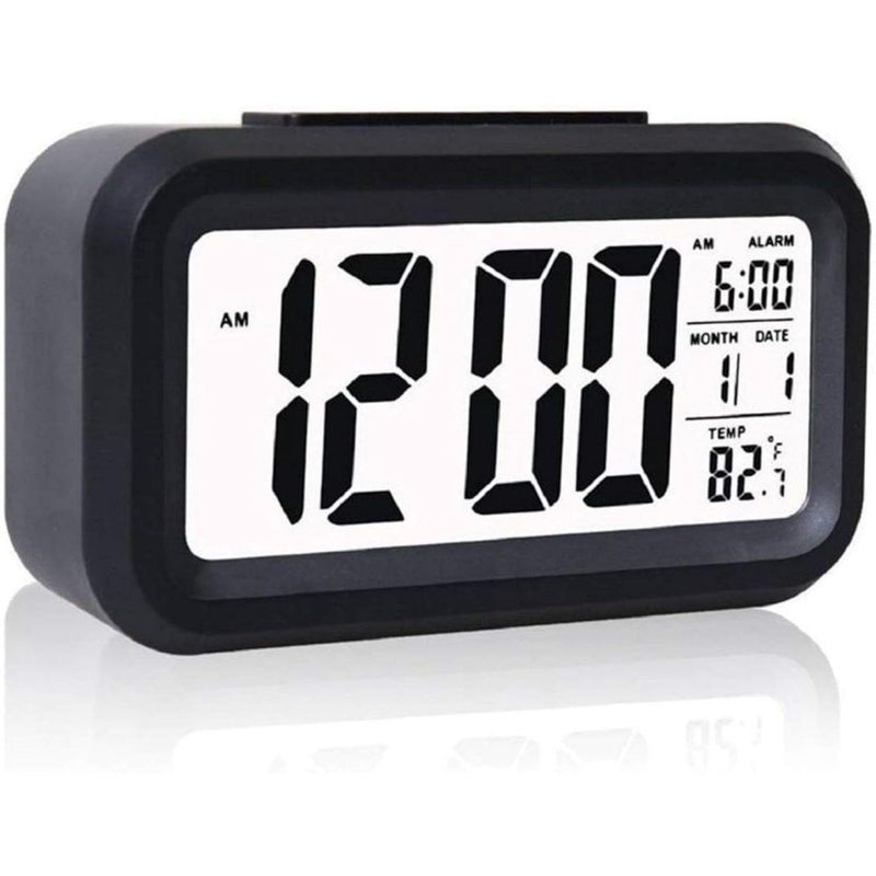 GRAVINO Alarm Clock Digital Clock Table Clock Alarm for Students Digital Alarm Clock Clock for Study Table Digital Clock for TableTemperature Sensor Date 14W x 8H cm Black Digital Black - Image 1