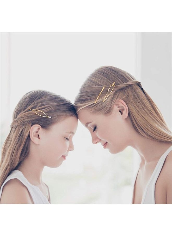 Yaomiao - 17 Pieces Gold Hair Pins Set Geometric Hair Clips Bobby Pin Hair Barrettes Metal Gold Decorative Hair Styling Jewelry Hair Clamps Accessories for Girl Women Wedding Parties - Image 1