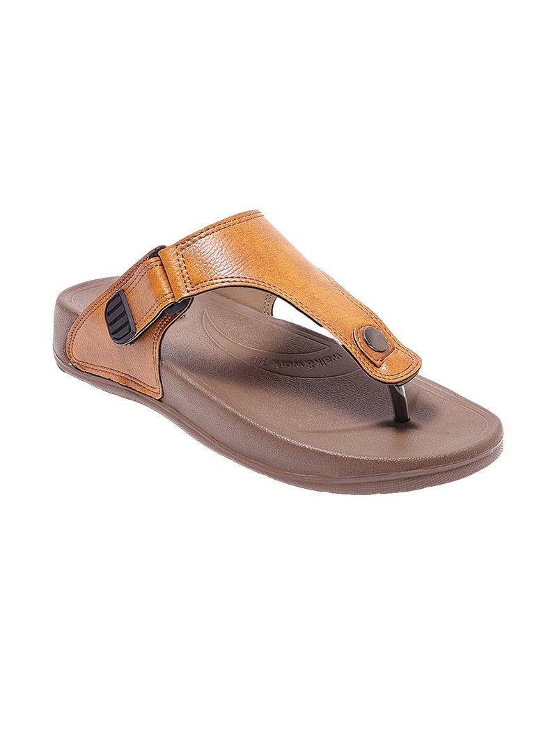 WELCOME Soft Men's Slippers with Cushion FootBed for Adult | Comfortable & Light Weight | Stylish & Anti-Skid | Waterproof & Regular Flip Flops for Gents/Boys, M-GLF-21-TOBACCO_8 - Image 1