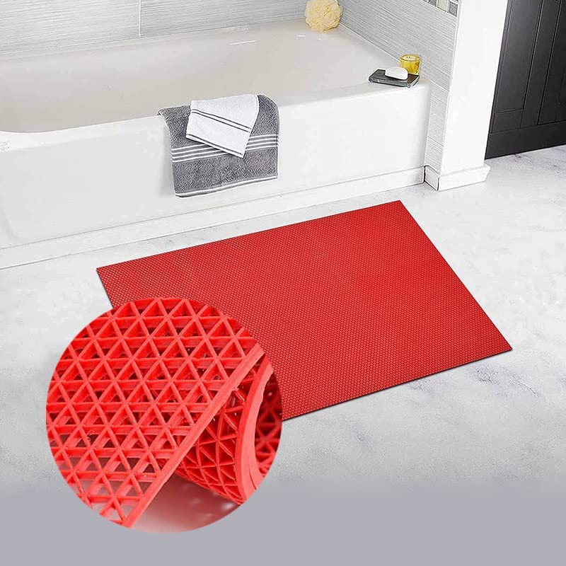 Voblin Non Slip Rubber Doormat Floor Covering Mat for Home Waterproof Indoor Outdoor Floormat Bathroom Mat Bath Mat Shower Mat Rainmat Swimming Pool Mat 16x24 Inch Red - Image 2
