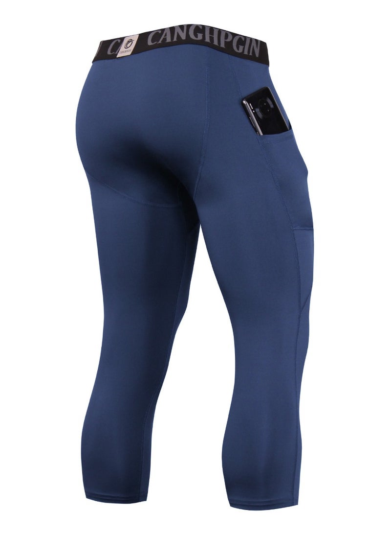CANGHPGIN Men Quick Dry Breathable Sports Pant Blue - Image 2