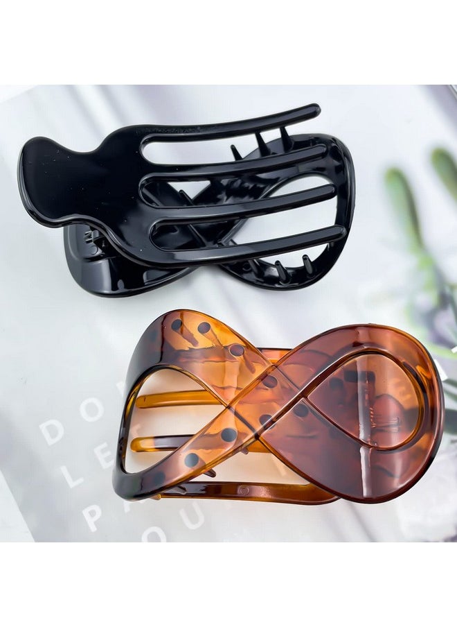 Aswewamt - 4 Pcs French Concord Flat Hair Clips, 3.35 Inch Curved Hair Claw Alligator Hair Clips Volume Strong Hold Banana Barrettes Hair Clamps Jaw Clips for Women - Image 1