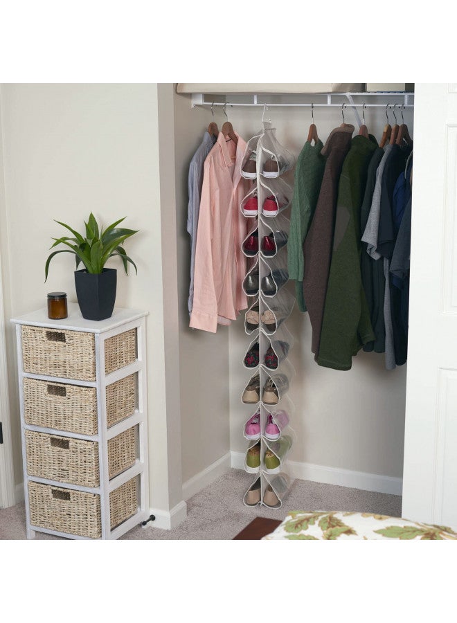 Household Essentials 311390 Hanging Shoe Storage Organizer for Closets -20 pocket - Natural Canvas - Image 2