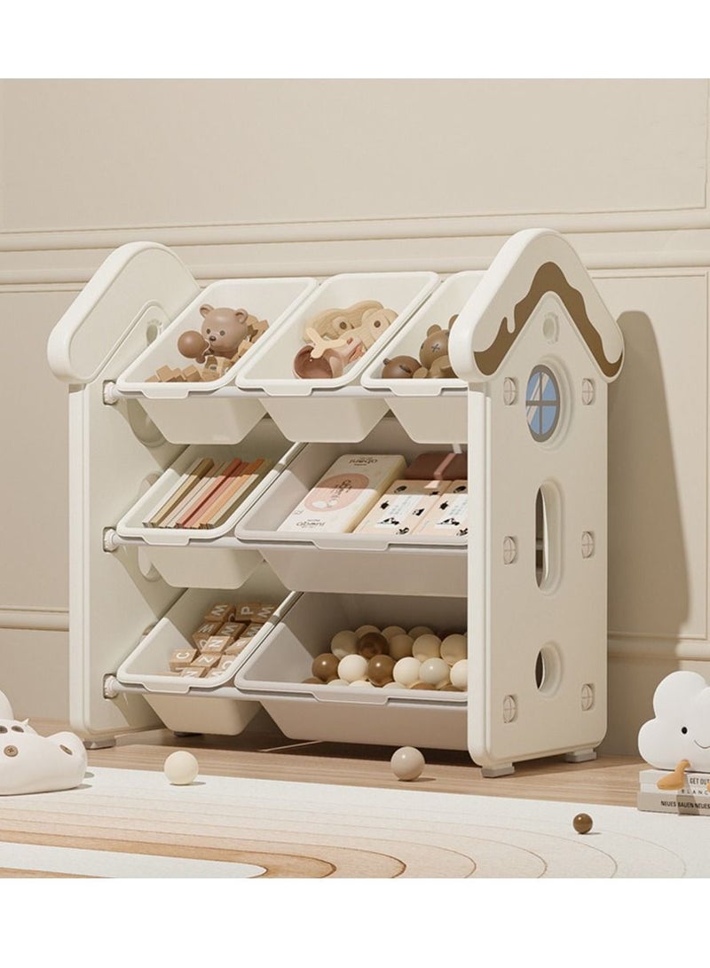 Deluxe Multi-Box Toy Organizer，Large Capacity Storage Unit，Children's Toy Organizer, Playroom Display Unit (Combination Two, White) - Image 1