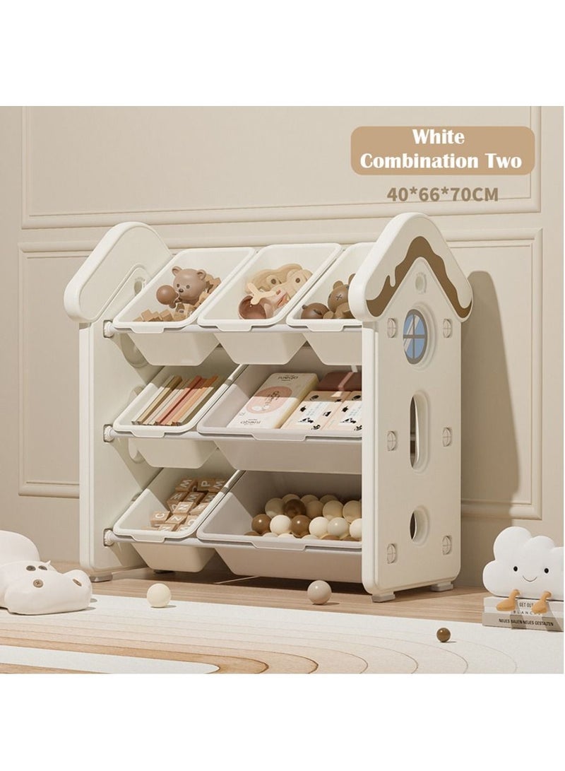 Deluxe Multi-Box Toy Organizer，Large Capacity Storage Unit，Children's Toy Organizer, Playroom Display Unit (Combination Two, White) - Image 2
