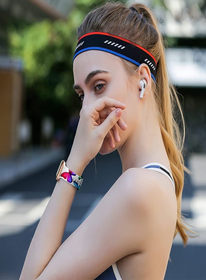 IKANFI Sport Band Compatible with Apple Watch Bands 49mm 45mm 44mm 42mm 41mm 40mm 38mm Women, Silicone Floral Printed Fadeless Pattern Design Strap for iWatch Series 9,8,7,6,5,4,3,2,1,SE - Image 4