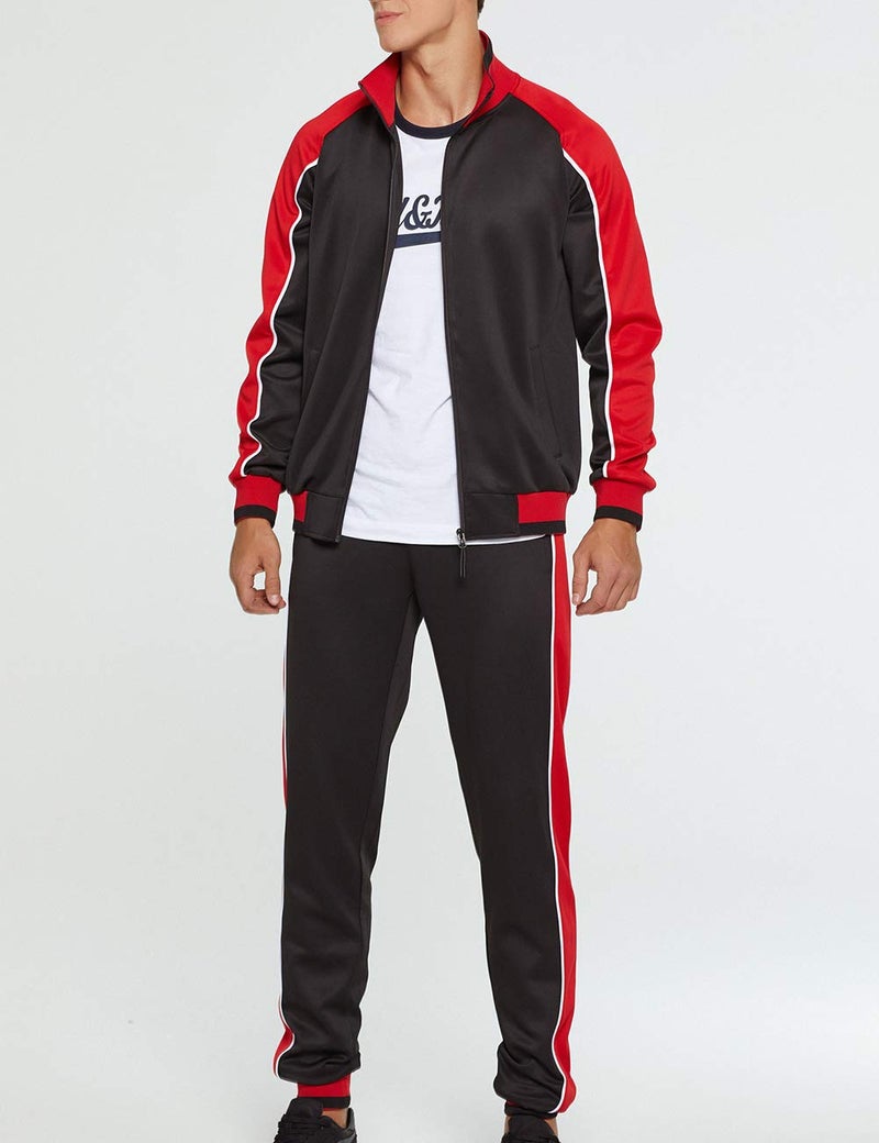 DUOFIER Men Tracksuit Set Full-Zip Sweatshirt Jogger Sweatpants Warm Sports Suit Gym Training Wear, 49Black-XL - Image 2