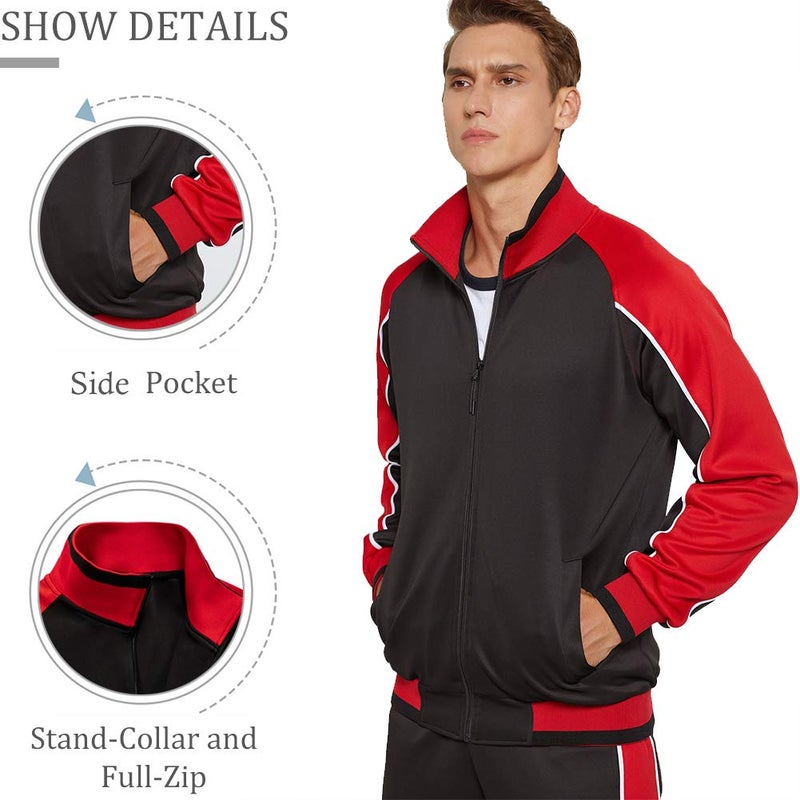 DUOFIER Men Tracksuit Set Full-Zip Sweatshirt Jogger Sweatpants Warm Sports Suit Gym Training Wear, 49Black-XL - Image 3