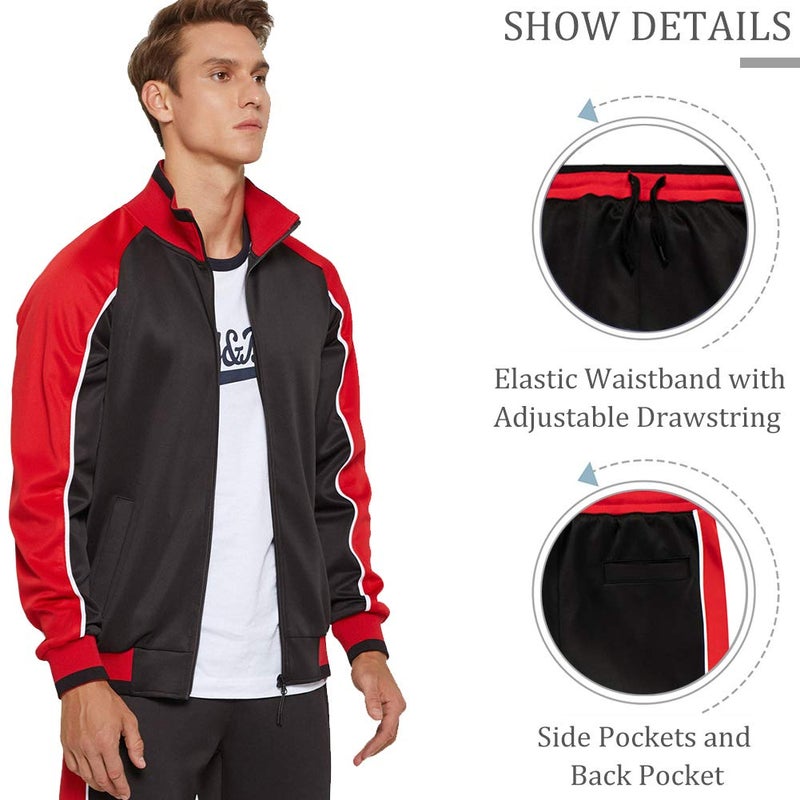 DUOFIER Men Tracksuit Set Full-Zip Sweatshirt Jogger Sweatpants Warm Sports Suit Gym Training Wear, 49Black-XL - Image 4