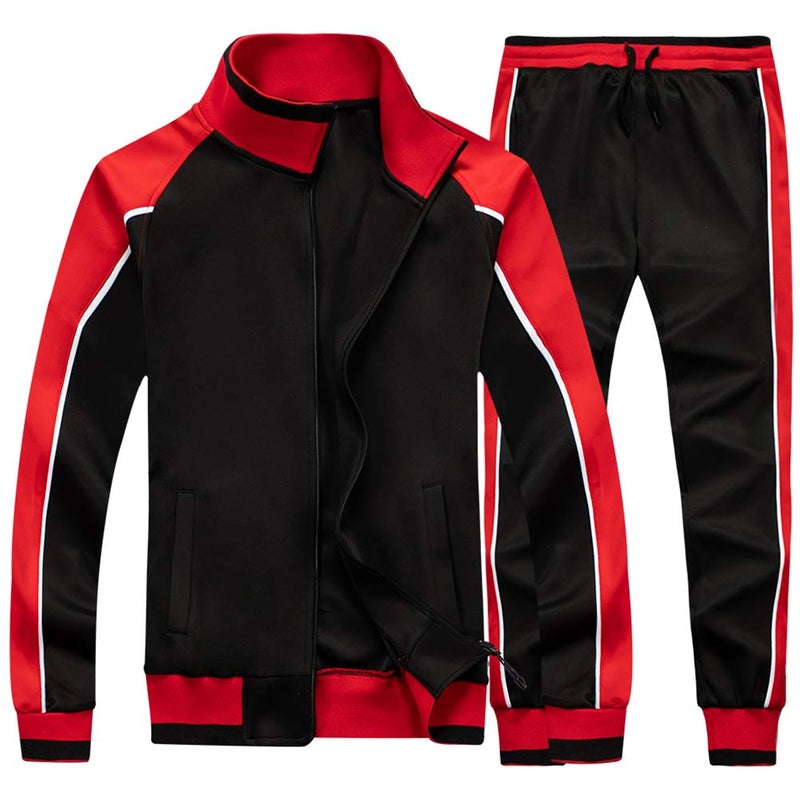 DUOFIER Men Tracksuit Set Full-Zip Sweatshirt Jogger Sweatpants Warm Sports Suit Gym Training Wear, 49Black-XL - Image 5