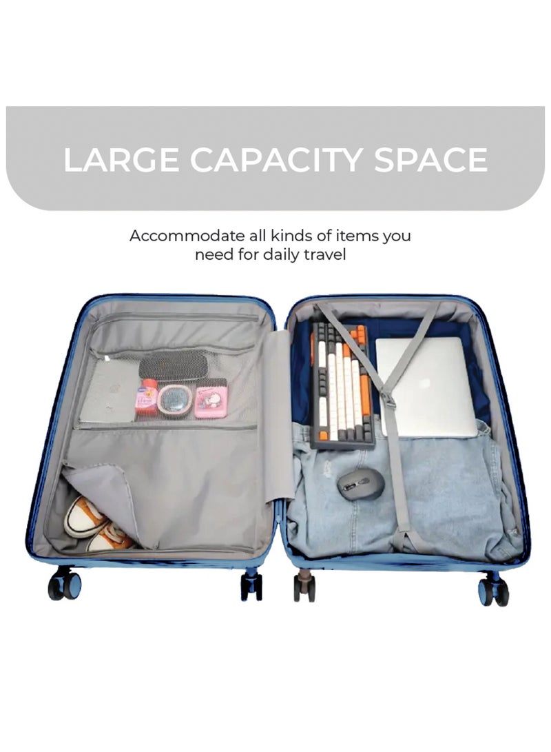 Reflection PP Carry On Suitcase Airline Approved, Scratchproof Lightweight 28 Inch  Luggage- 360° Silent Wheels, PP Hard Luggage Trolley, Spinner Wheels, Travel Luggage  (28-Inch , Light Blue) - Image 4