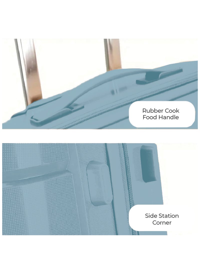 Reflection PP Carry On Suitcase Airline Approved, Scratchproof Lightweight 28 Inch  Luggage- 360° Silent Wheels, PP Hard Luggage Trolley, Spinner Wheels, Travel Luggage  (28-Inch , Light Blue) - Image 5