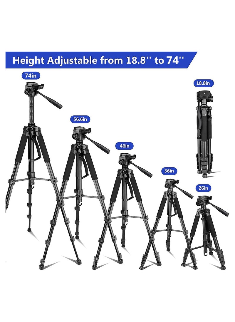 FARROBIZZ Camera Tripod with Travel Bag,Cell Phone Tripod with Wireless Remote and Phone Holder, Compatible with DSLR Cameras,Cell Phones,Projector,Webcam,Spotting Scopes(Black)  - Image 2
