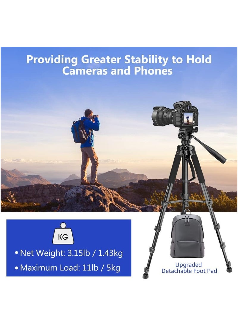 FARROBIZZ Camera Tripod with Travel Bag,Cell Phone Tripod with Wireless Remote and Phone Holder, Compatible with DSLR Cameras,Cell Phones,Projector,Webcam,Spotting Scopes(Black)  - Image 4