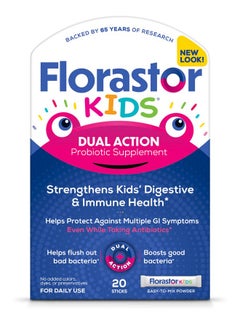 Florastor Kids Dual Action Probiotic Supplement, Strengthens Kids' Digestive & Immune Health, 20 Easy-to Mix Powder Sticks, Packaging May Vary - pzsku/Z341F8BC147879422C61BZ/45/_/1735907556/9ac5d7f7-8aff-4c80-8638-974b77e37d01