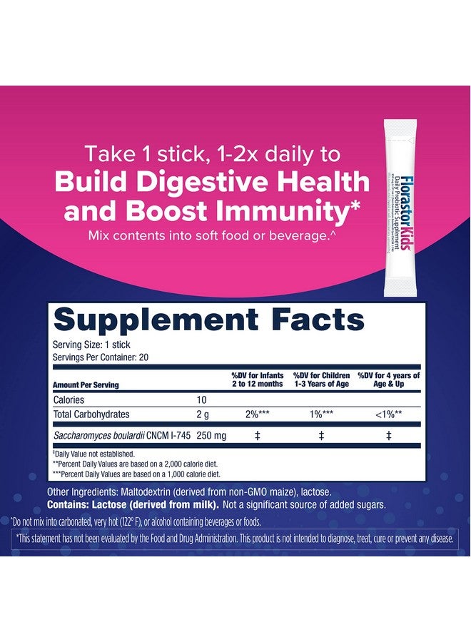 Florastor Kids Dual Action Probiotic Supplement, Strengthens Kids' Digestive & Immune Health, 20 Easy-to Mix Powder Sticks, Packaging May Vary - Image 3