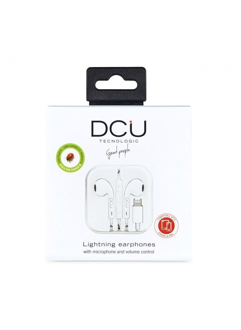 DCU TECNOLOGIC DCU Lightning Earphones for iPhone/iPad with Mic, Premium quality stereo, crystal clarity sound, white  - Image 3
