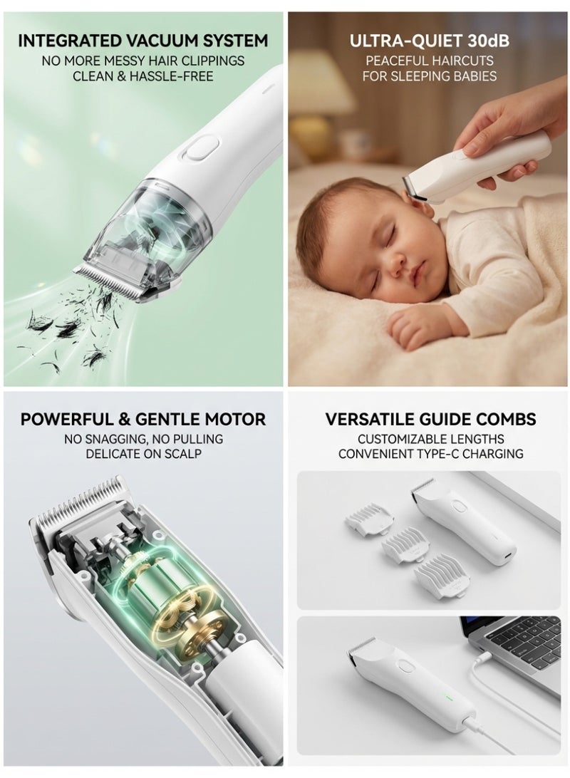 MS MIN Automatic Hair Suction Baby Hair Clipper, Silent Baby Trimmer, 3-Speed Adjustable Kids Electric Haircut Machine with 3 Guide Combs - Image 5