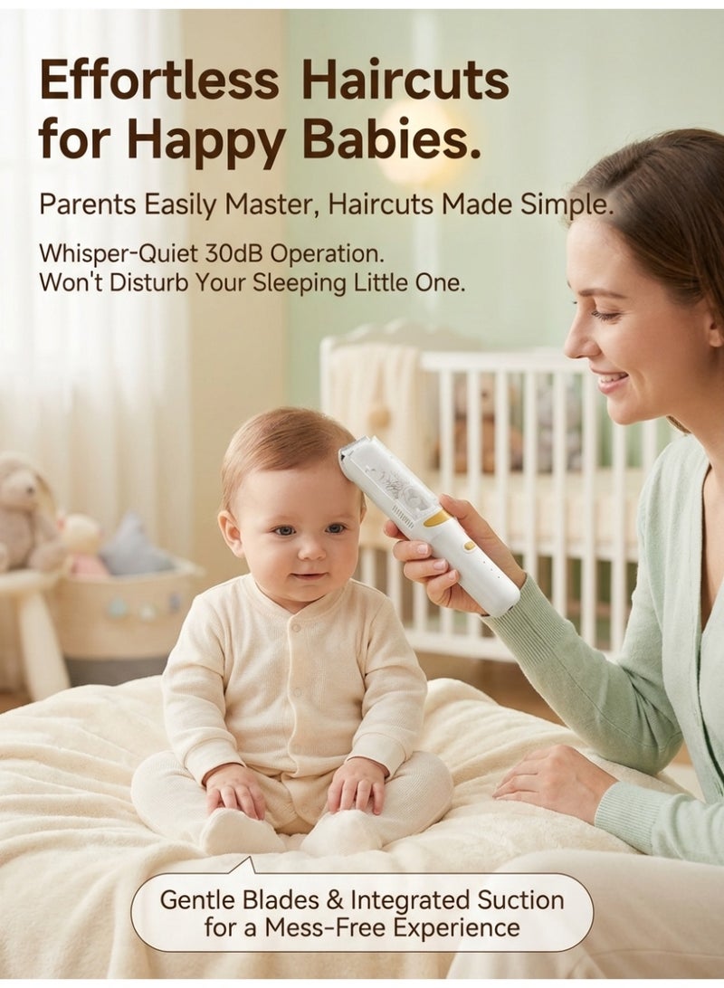 MS MIN Automatic Hair Suction Baby Hair Clipper, Silent Baby Trimmer, 3-Speed Adjustable Kids Electric Haircut Machine with 3 Guide Combs - Image 4