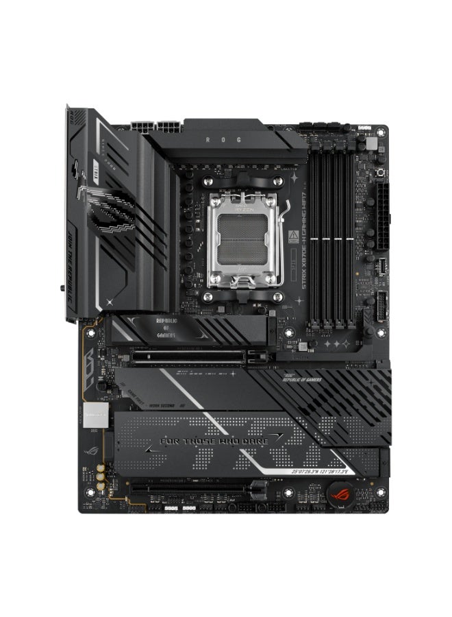 ROG Strix X870E-H Gaming WiFi7 AMD AM5 Motherboard, DDR5 8000+ MHz Support, PCIe 5.0 x16 & 4 M.2 Slots (2 PCIe 5.0), USB4 40Gbps, WiFi 7 & 5Gb LAN, Advanced VRM 16+2+1 Power Stages, ATX Gaming & Overclocking Motherboard | 90MB1M90-M0EAY0 black