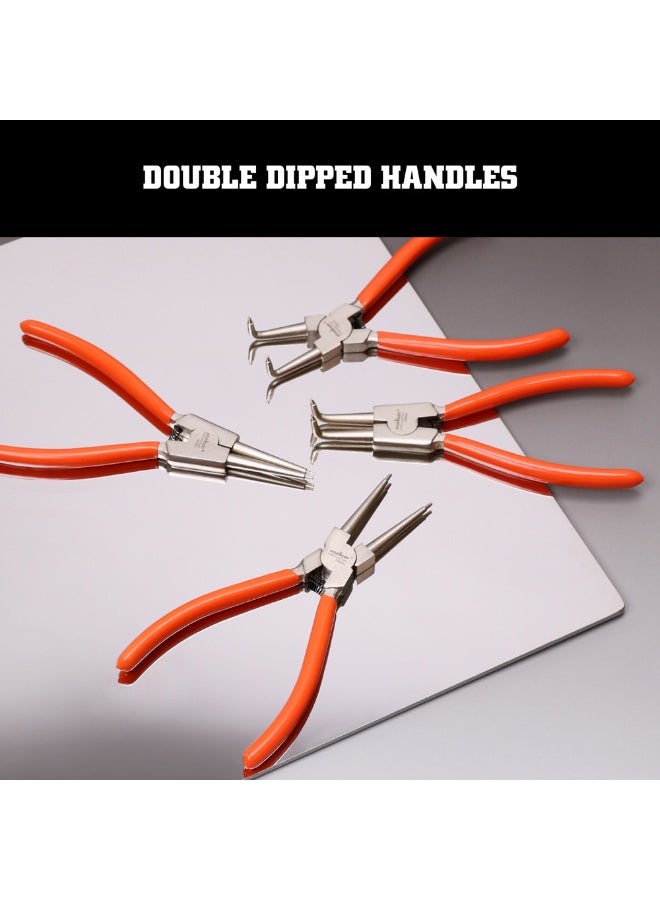 4PCS Circlip Pliers Set – Internal & External Retaining Ring Pliers with Bent Tip, Carbon Steel, Double-Dipped Handles, Easy Storage - Image 3