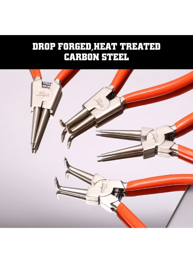 4PCS Circlip Pliers Set – Internal & External Retaining Ring Pliers with Bent Tip, Carbon Steel, Double-Dipped Handles, Easy Storage - Image 2