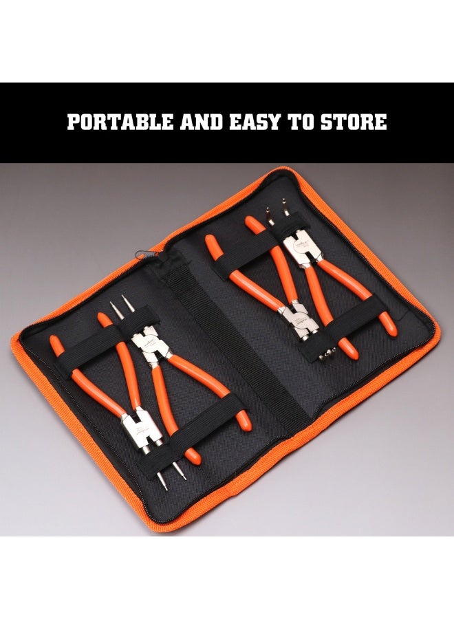 4PCS Circlip Pliers Set – Internal & External Retaining Ring Pliers with Bent Tip, Carbon Steel, Double-Dipped Handles, Easy Storage - Image 5